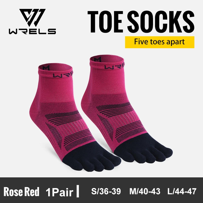 WRELS Athletic Ankle Toe Socks Five Finger Socks Breathable Athletic Running Sports Cushioned Moisture Wicking Five Toe Scocks
