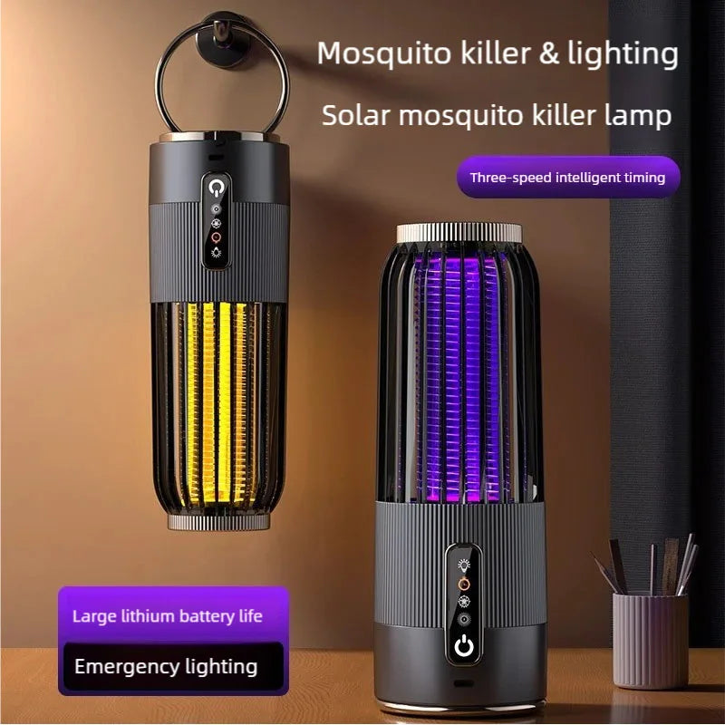 Rechargeable USB Insect Repellent Lure Lamp Solar Electric Mosquito Killer Lamps Timing 2-in-1 Portable Outdoor Camping Light