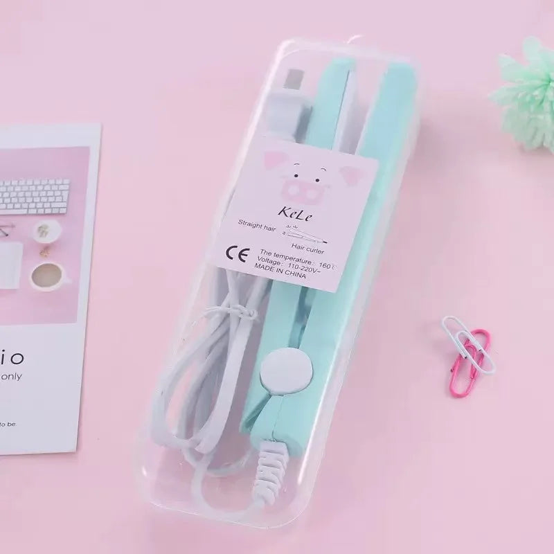 Portable Mini Flat Iron Dual Use Hair Straightener Curler Travel Bangs Styling Hair Tool