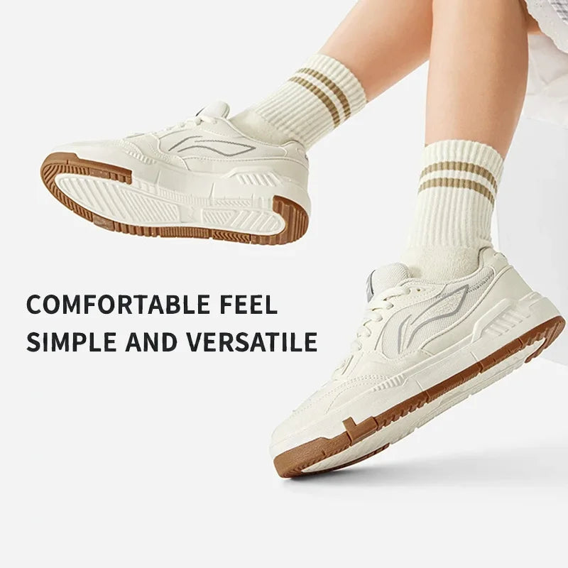 ស្បែកជើងស្គី Li-Ning សម្រាប់នារី COMMON 80S ខ្នើយពីរជាន់ ស្បែកជើងធម្មតា ស្បែកជើងទាន់សម័យ AGCW136
