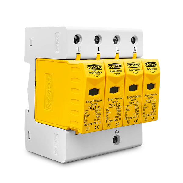 TOMZN AC SPD 3P+N 30KA~60KA D ~385V  House Surge Protector Protective Low-voltage Arrester Device