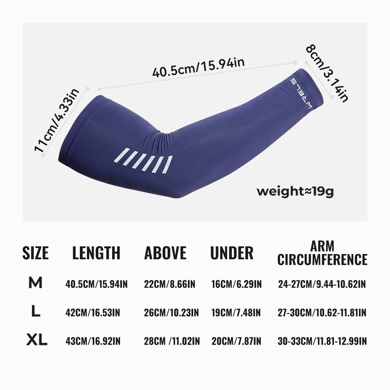WRELS Sun Sleeves UPF 50+ Ice Silk Arm Covers Night Safety Reflective Cooling Sport Sleeves Breathable Thin Cycling UV Cover