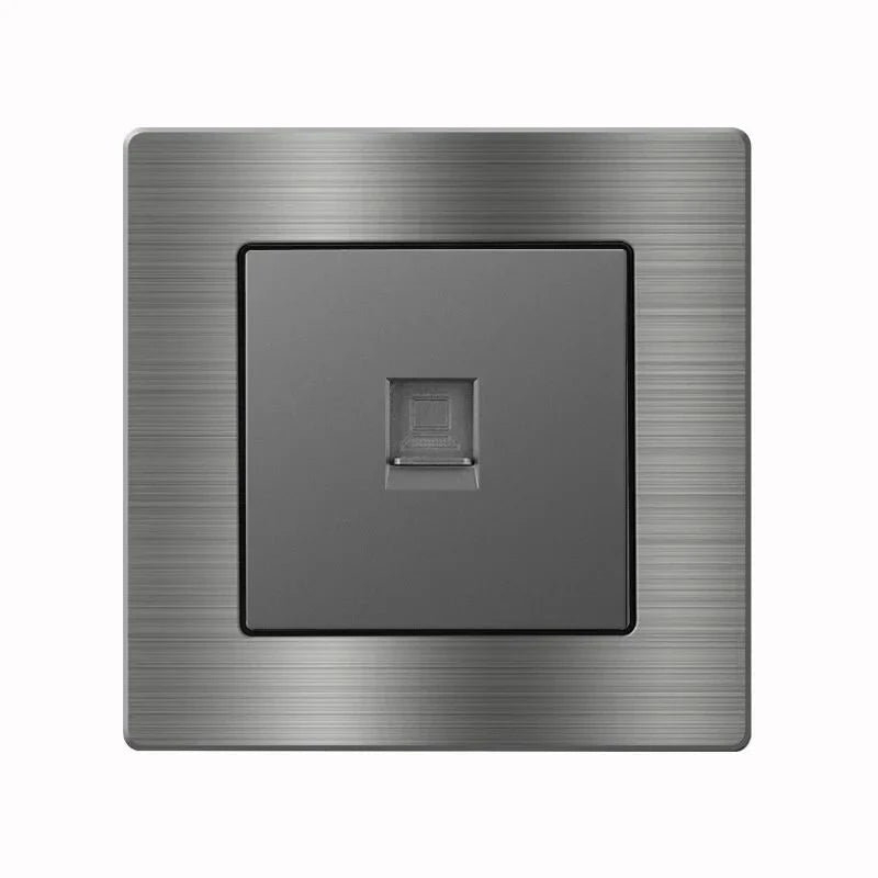 Metal grey Eu wall light switch,Stainless steel universal usb rechargeable electrical socket,220V dimmer speed control switch