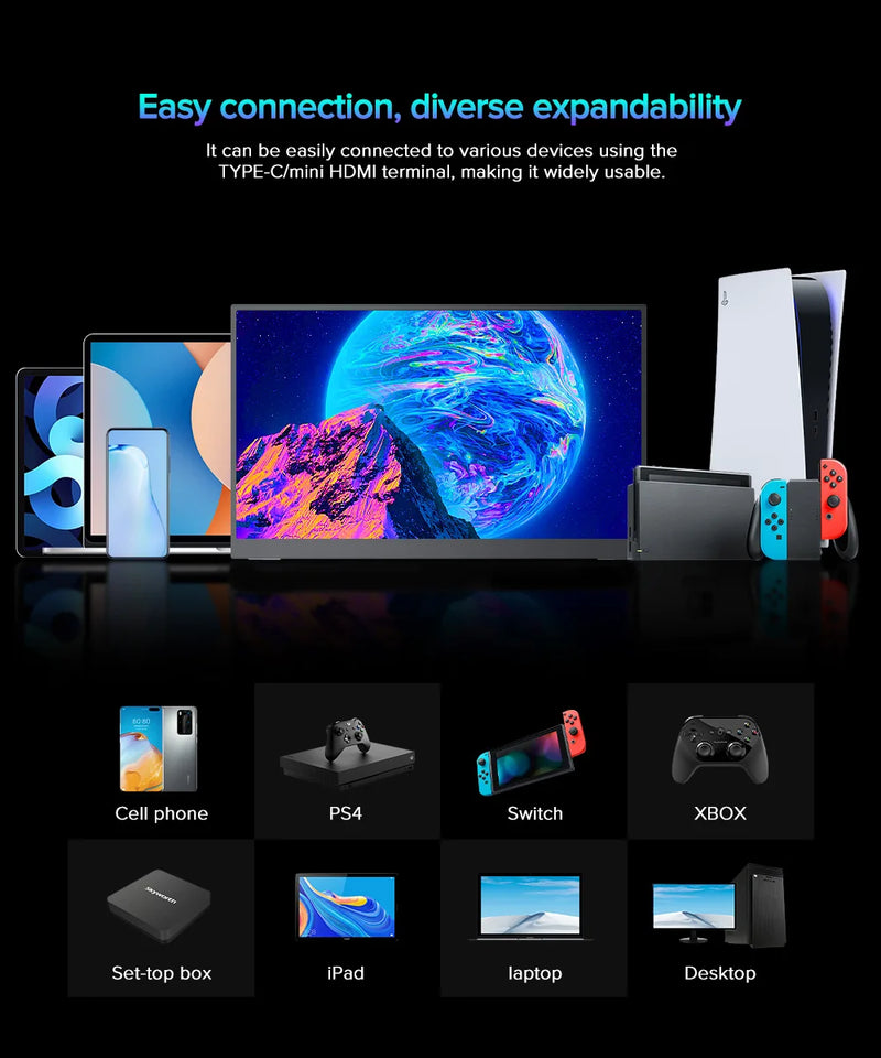 UPERFECT Truely 4K Computer Monitor 17.3" IPS UHD 500 Nit Brightness 3840X2160 USB C HDR FreeSync Speaker Type-C HDMI OTG VESA