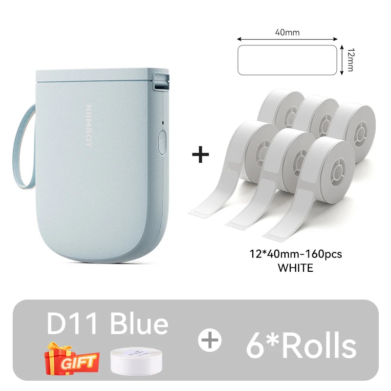NiiMbot D11 Bluetooth Thermal Label Printer Portable Wireless Label Maker Machine Multiple Templates Available for Office Home