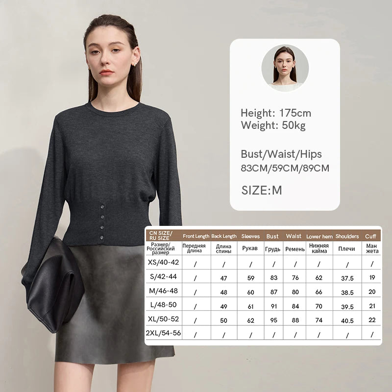 AMII Minimalist Women's Black Sweater 2026 Autumn Simple Commuting O Neck Pullover Long Sleeved Casual Knitted Tops 12523155
