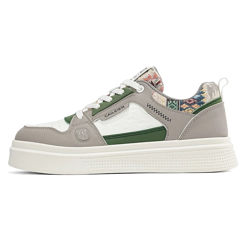 Men Board Shoes Leather Breathe Fashion Lace Up Casual Shoes Comfort Outdoor Walking Soft Sole Anti Slip Versatile Casual Shoes