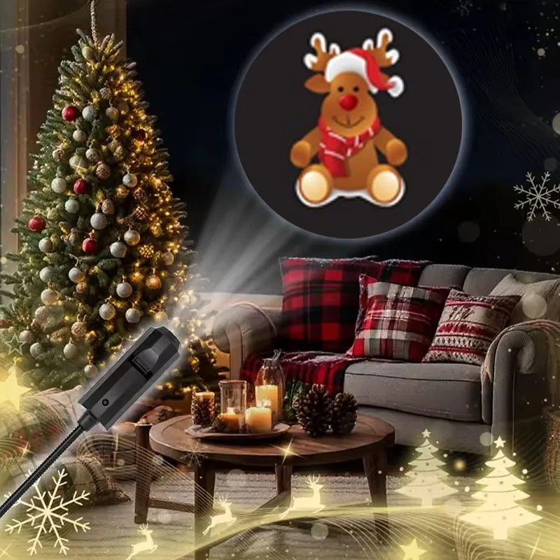 Holiday Projector USB Powered Christmas Projector LED Lights 360 Rotatable Night Lamp for Party Home Decor Living Room Ceiling