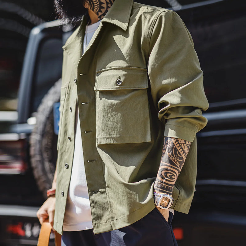 អាវក្រៅបុរស Maden M43 Field Jacket អាវយោធា អាវធំពណ៌បៃតងអូលីវ មានហោប៉ៅងាយស្រួលដាក់ អាវក្រៅសម្រាប់ធ្វើការ រដូវស្លឹកឈើជ្រុះ