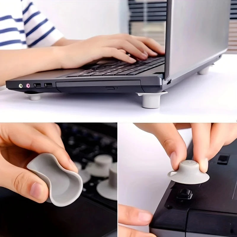 4pcs Laptop Cooling Bracket with Suction Cup,PVC Non-Slip Adjustable Lifting Cooling Pad,Universal Swivel Angle Bracket