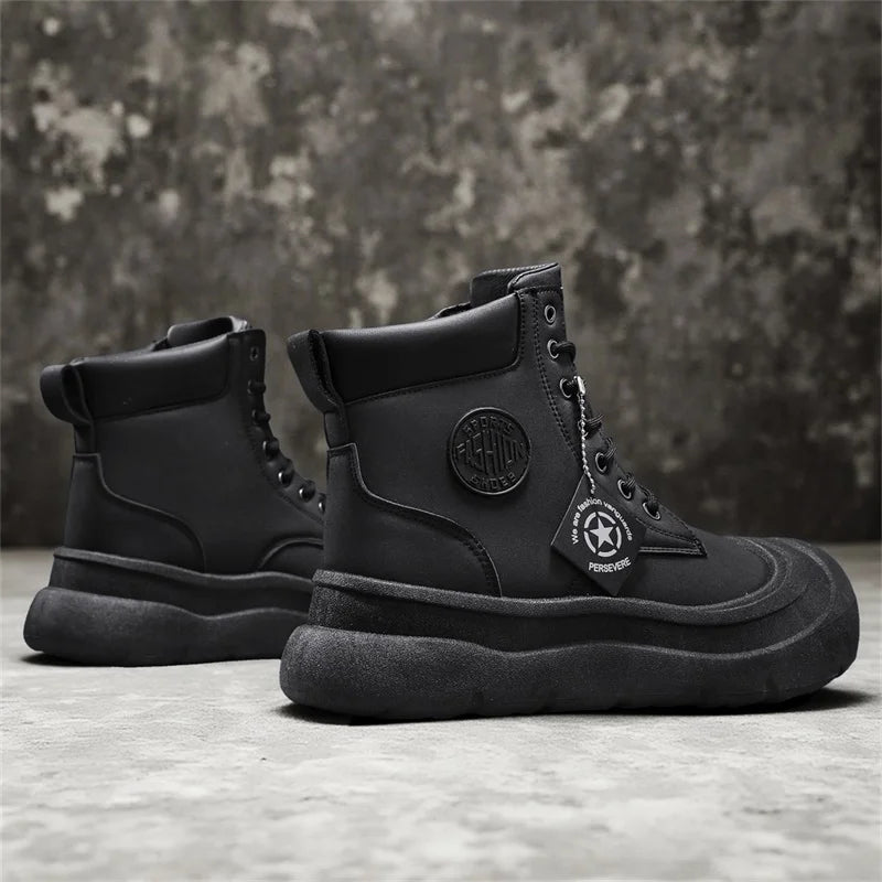 Men's Boots Four Seasons New Casual High-Top Boots Soft Sole Anti-Slip Comfort Outdoor Boots Fashion Joker Youth Tide Work Boots