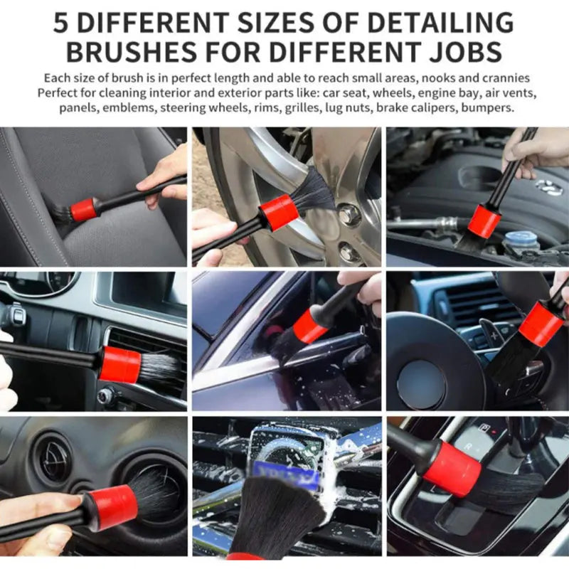 SEAMETAL 9pcs Car Wash Brush Towel Kit Professional Car Wheel Tire Cleaning Brush Towel Glove Wash Pad Set for Car Accessories