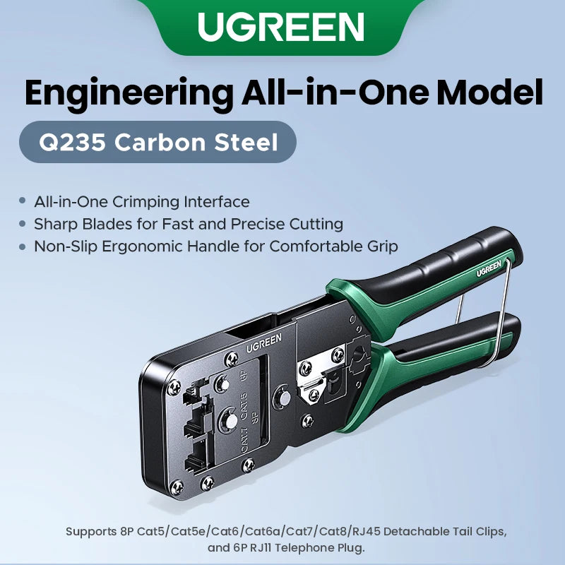 UGREEN RJ45 Crimper Tools Crimping Pliers for CAT5/6/7/8 8P/6P Ethernet Lan Cable Network Cutter Stripper Plier Multifuntion