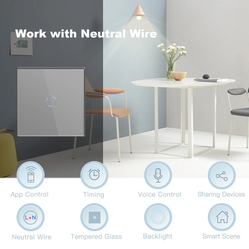 BSEED Wifi Light Switches Smart Wall Switch 1/2/3Gang 1/2/3/4Way Touch Sensor Switch With Normal Socket Support Tuya Smart Life