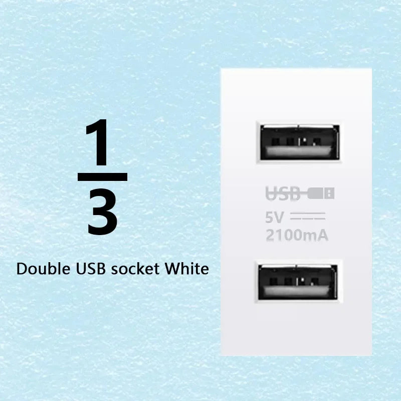 Brazilian Italian Chile  US EU Standard PC panel Free Combination Function USB Type C Key DIY Switch Socket 118mm*75mm White