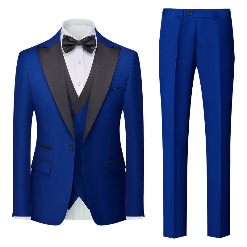 2026 Men's Black 3-Piece, Slim-fit Formal Jacket and Waistcoat Paired with Trousers, Asian Size, Red, White, Gray, Purple