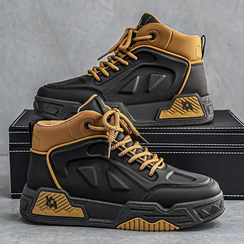 Men's high-top casual shoes four season new breathable light soft-sole  outdoor walking shoes fashion sports running board shoes