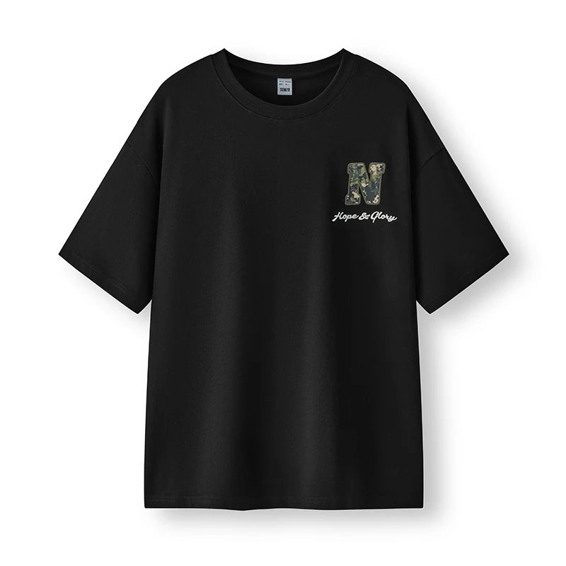 Semir Mens Tshirt 2026 Camouflage Letter Printed Knitted Outdoor Trendy Loose Crew Neck Casual