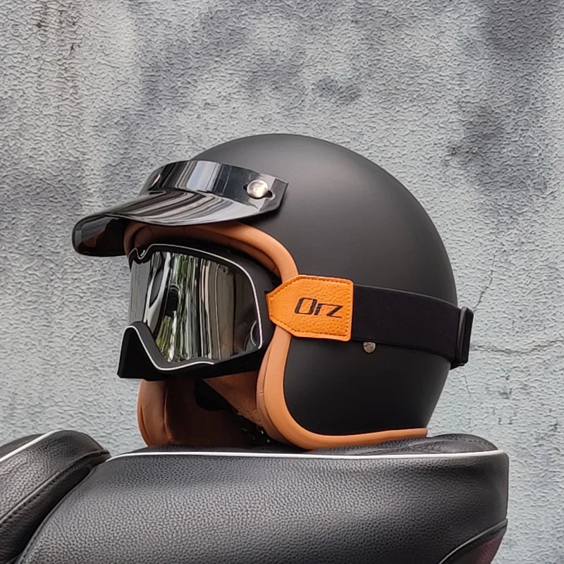 3/4 open face Three-quarters retro helmet motorcycle for men and women winter warm cruise American half helmet DOT Approved