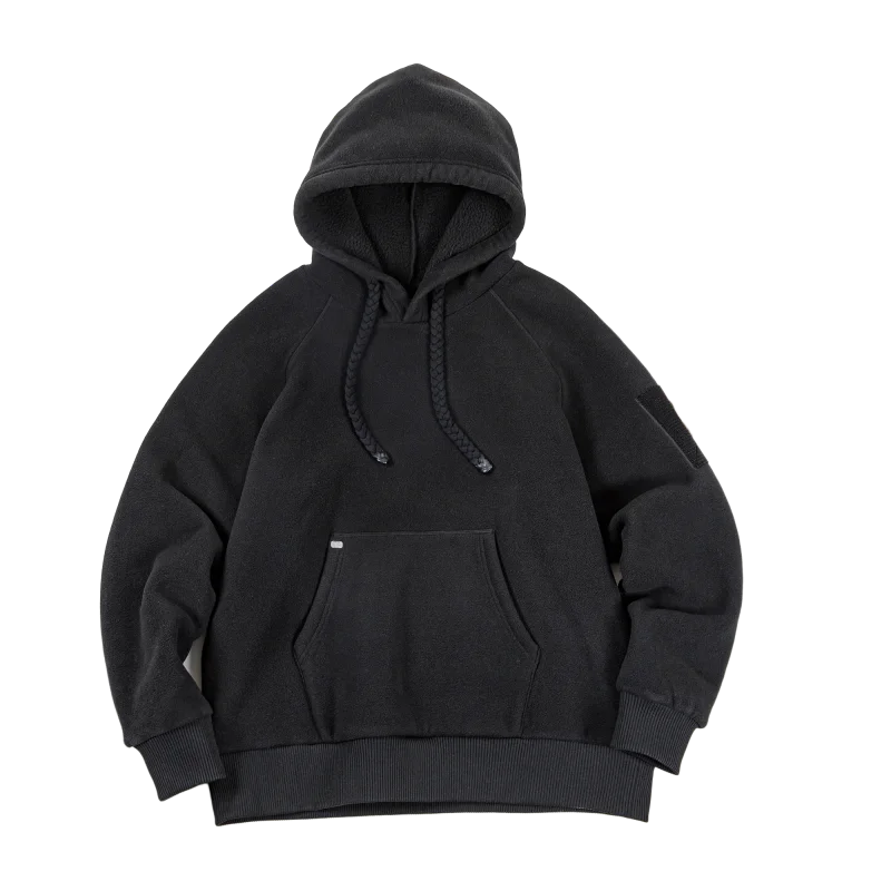Maden 2024 Autumn Winter Casual Heavyweight Hoodie Men's Black Versatile Thickened Fleece Pullover Loose Warm Hooded Sweatshirt