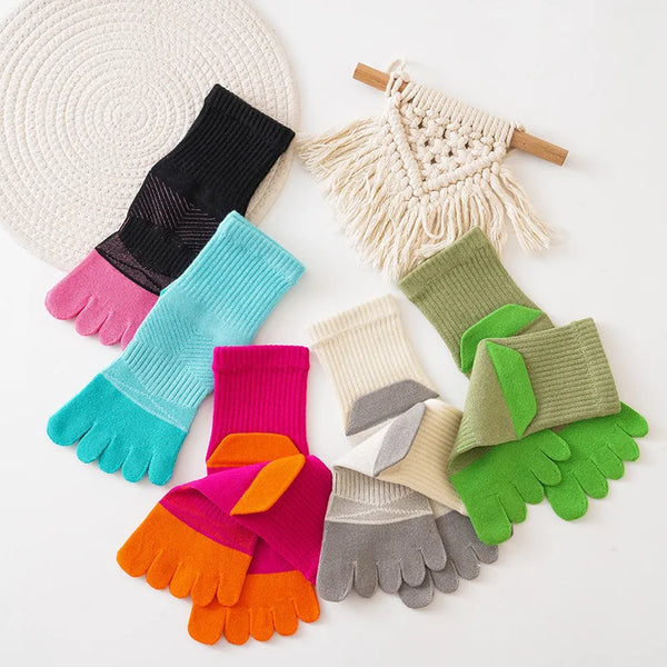 WRELS 1/2/3 Pairs Hiking Toe Socks Moisture Wicking Running Crew Socks Men Women Cotton Breathable Anti‑Blister 5‑Finger Socks