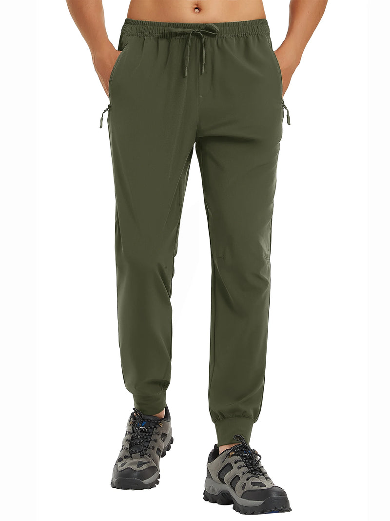 TACVASEN Men's Lightweight Waterproof Athletic Joggers Zipper Pockets Quick Dry Track Running Pants Gym Sweatpants Workout Golf