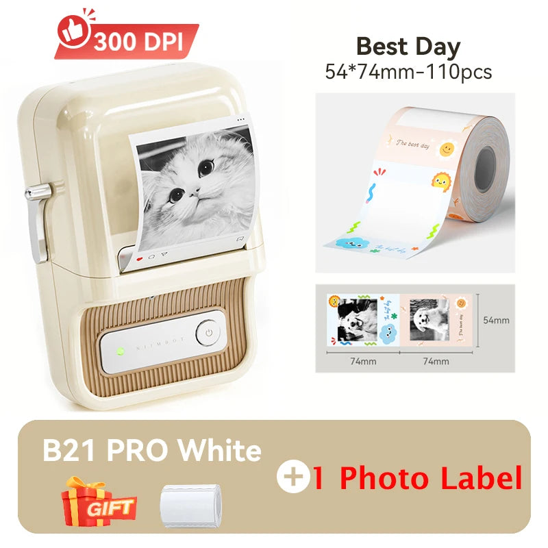 Niimbot B21 Pro 300DPI HD Printing Portable Thermal Printer Self-adhesive Label Printer Sticker Maker For Photos Receipts Note