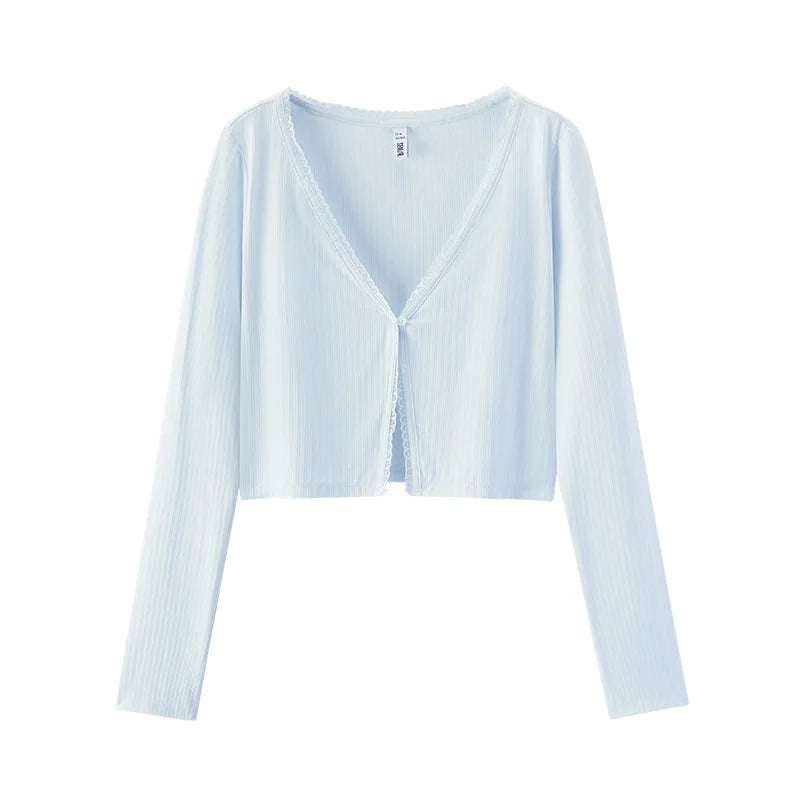 Semir Womens UV Jacket 2026 Short Style Lace V Neck Slim Cool Feeling Texture Casual Fashion