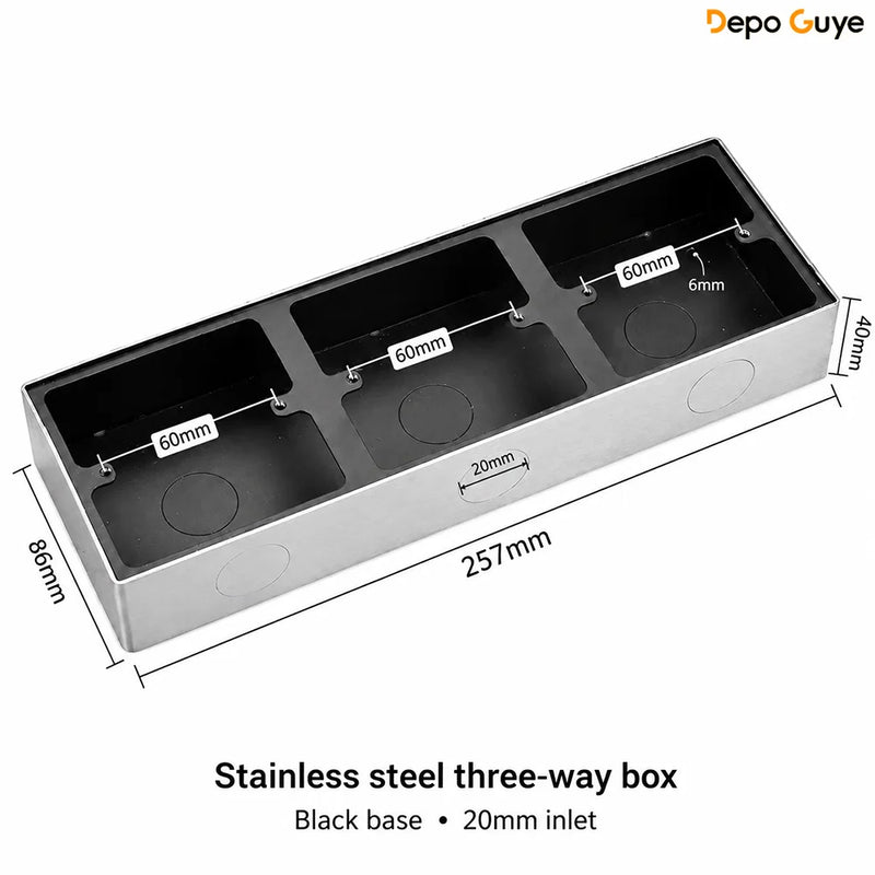 86 Type Stainless Steel Surface Mount Box Metal Wall Switch Socket Junction Back Box Universal Electrical Wiring Box20/25mm Hole