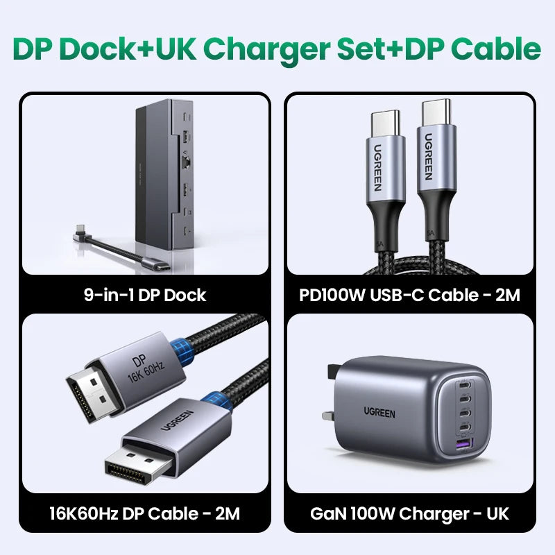 UGREEN Steam Deck Docking Station 10Gbps USB-C to 4K120Hz DisplayPort Gigabit RJ45 PD100W TF/SD for PC iPad Rog Ally/X Legion Go
