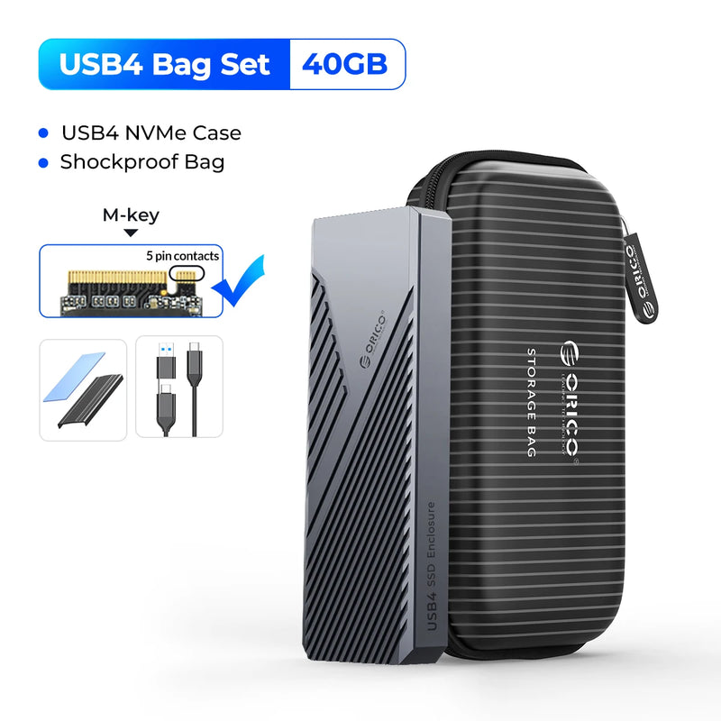 ORICO USB4 40Gbps Enclosure with Cooling Fan 8TB PCIe4.0 NVME Enclosure Aluminum Compatible Thunderbolt 3/4 for mac mini iMac