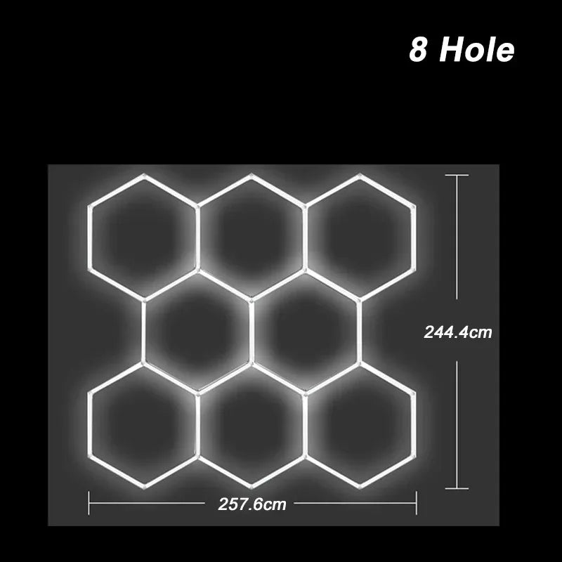 ចង្កៀងពិដាន Honeycomb LED ដែលអាចបន្ថយពន្លឺបាន 3000K-6500K ភ្លើងបំភ្លឺ 3 ពណ៌ ភ្លើងយានដ្ឋានរាងឆកោនធំ ភ្លើងថែទាំរថយន្តផ្ទះ ភ្លើងលាងបន្ទប់