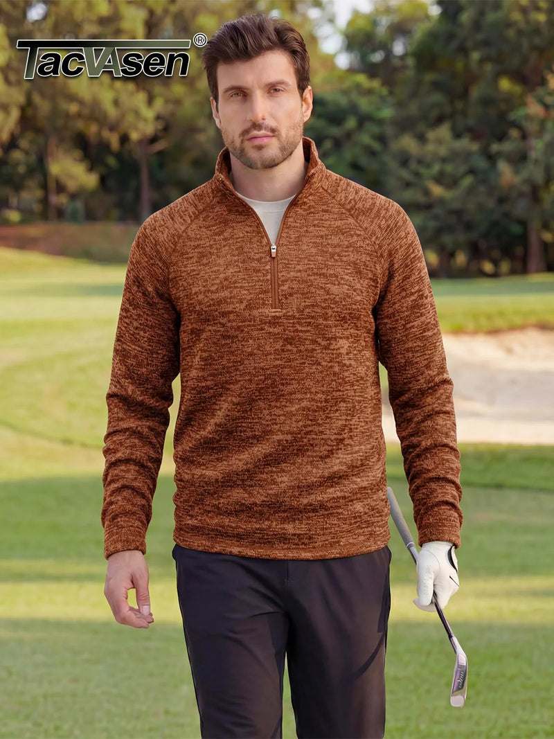 TACVASEN Mens Quarter Zip Pullover Long Sleeve Fleece Golf Sweatshirts Winter Warm Breathable Stretchy Daily Casual Shirts