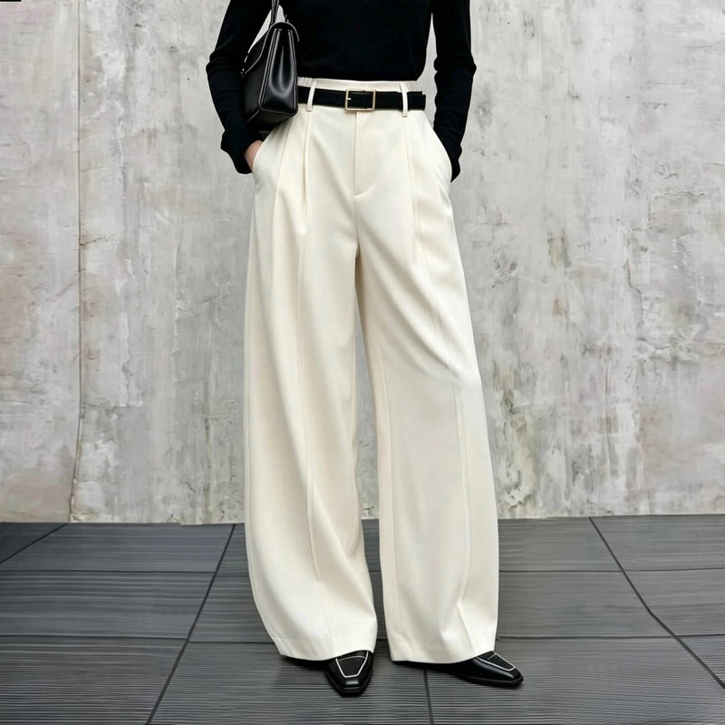 Amii Women's Wide Leg Pants Cotton Casual Loose Fit Minimalist Long Trousers 2026 Autumn Straight Pants Woman Clothing 12643015
