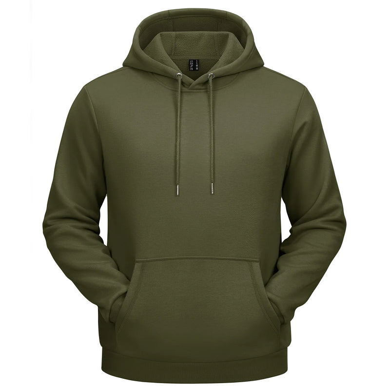 TACVASEN Autumn Winter Fleece Hoodies Mens Thermal Warm Hooded Sweatshirts Pockets Casual Hoodies Pullover Tops Male