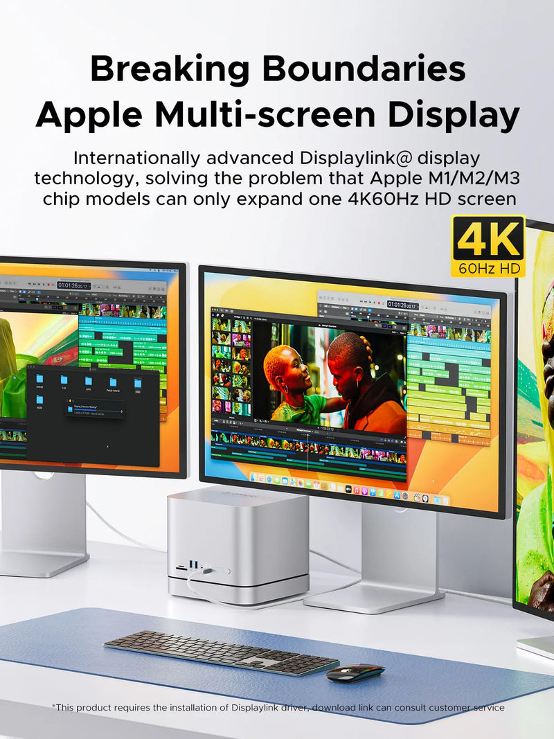 ORICO StudioLink USB C HUB HDD Enclosure For Mac mini 3.5SATA 44TB NVME M.2 SSD HDD Enclosure DP4K@60HZ SD/TF3.0 Docking Station