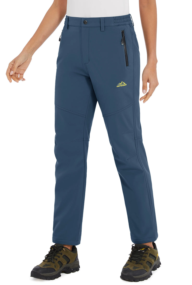 TACVASEN Womens Winter Waterproof pants Fleece Lined  Softshell Trousers With Zipper Pockets Thermal Cargo Outdoor Ski Pants