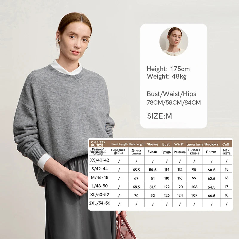 Amii Woman Minimalist Knit Pullover Versatile Casual O-Neck Loose Warm Basic Tops 2026 Winter New Sweater for Ladies 12554059