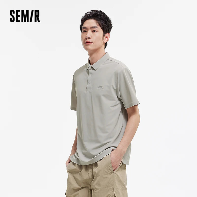 Semir Men Polo Shirt Solid Color Cool Feeling Business Lapel Knit 2026 Summer Urban Casual Style Soft Comfy Office Top