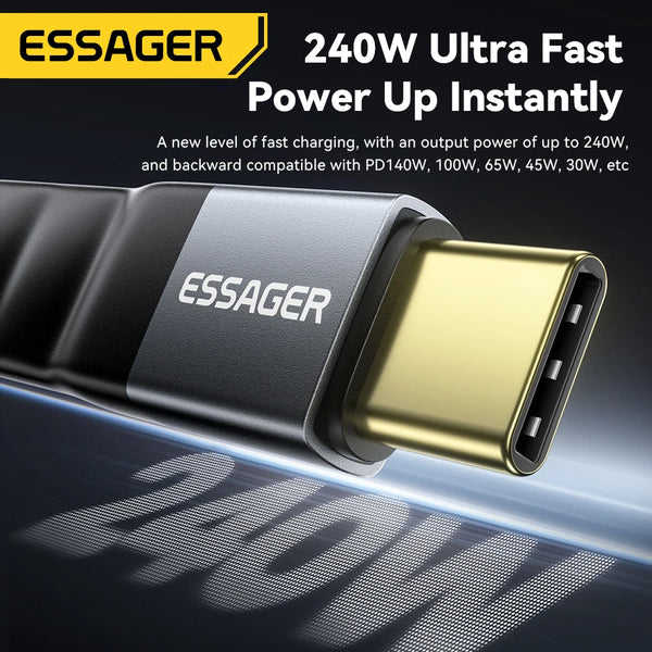 ខ្សែ Essager USB 4.0 Type-C ផ្ទេរទិន្នន័យ 40Gbps និងវីដេអូ 8K@60Hz 240W PD សាកថ្មលឿនសម្រាប់ MacBook iPhone កុំព្យូទ័រយួរដៃ ថាសរឹងចល័ត