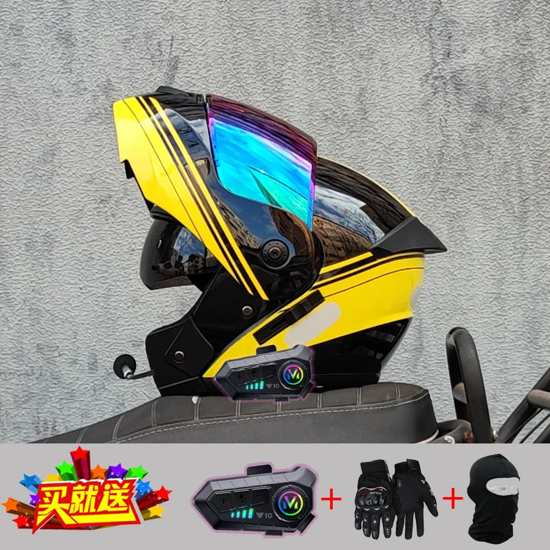 Motorcycle Bluetooth Helmet High Quality Flip Helmet Abs Full Face Motorcycle Helmet Racing Helmet Dot Approved