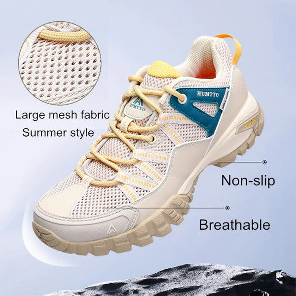 HUMTTO Hiking Women's Sports Shoes Summer Breathable Shoes for Women Non-slip Luxury Designer Outdoor Rubber Trekking Sneakers