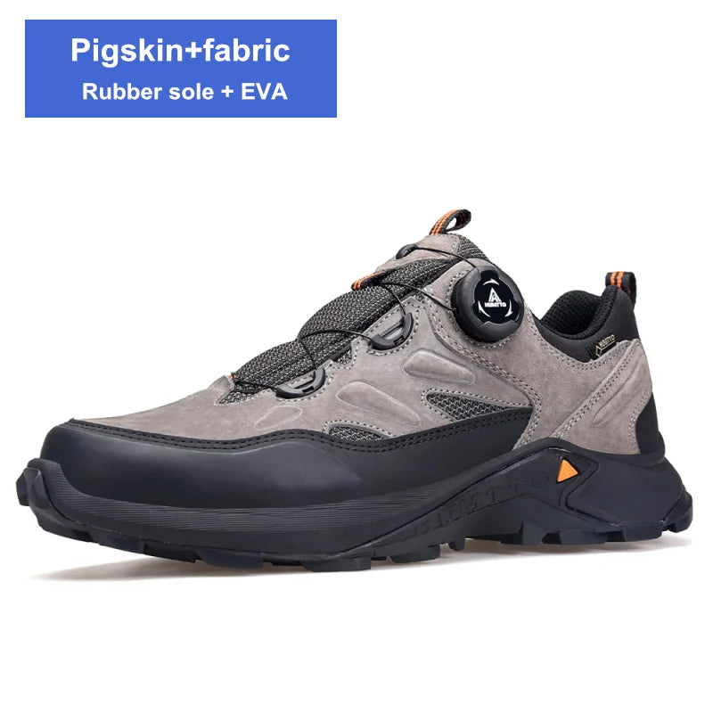 HUMTTO Leather Sneakers for Men Luxury Designer Hiking Boots Outdoor Climbing Trekking Mens Shoes Sports Safety Work Man Shoe