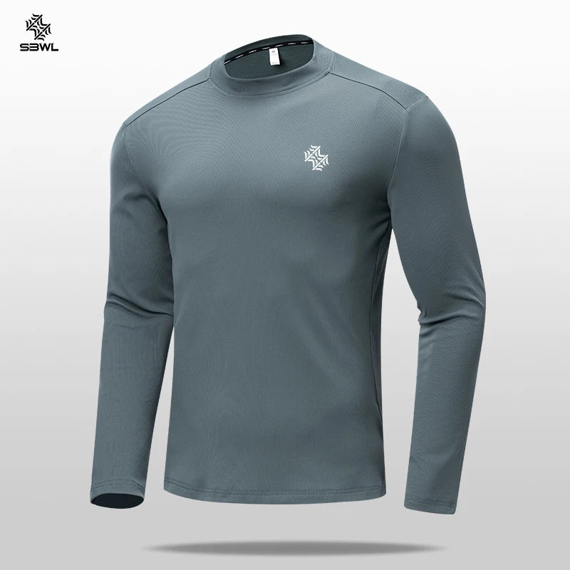 SBWL Autumn and Winter High Quality Outdoor Sports Warm Inside with Elastic Long Sleeve T-Shirt Running Fitness Base Shirt Tops