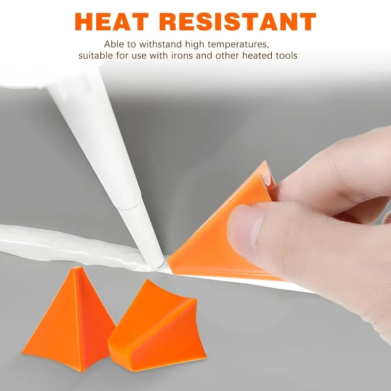 2/4pcs Silicone Caulking Finishing Tool - Reusable Smooth Applicator for Kitchen and Bathroom Seals, Orange Triangle Design.
