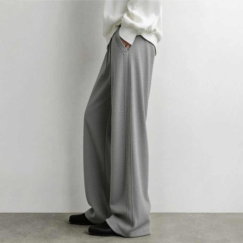 Amii Women's Wide Leg Pants 2026 Autumn New Drawstring Elastic Waist Casual Pants Air Layer Fabric Basic Loose Trousers 12623075