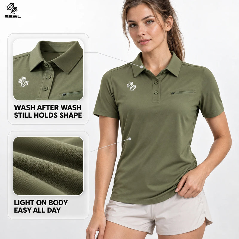 SBWL Woman's high quality outdoor golf equestrian sports POLO shirt Fashion business leisure light luxury POLO short sleeve tops