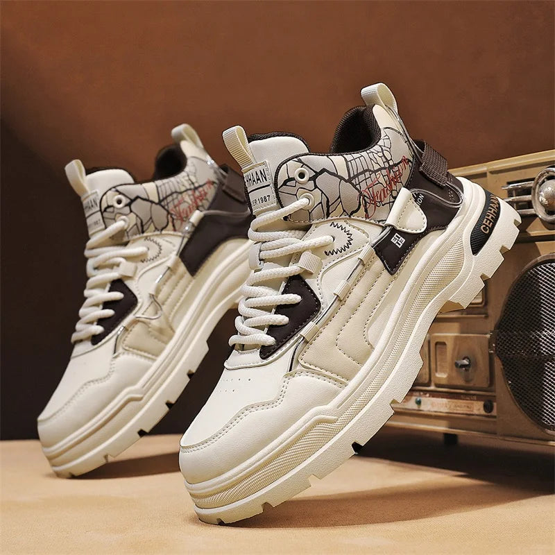 Mens Sports Shoes 2025 Autumn Winter New High Top Fashion Color Blocking Design Wear-resistant Snug Sports Mens Short Boots
