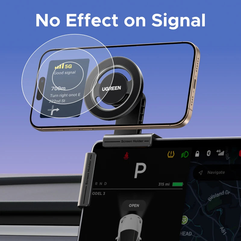 UGREEN Magnetic Phone Holder For Tesla Car Touchscreen Triangular Structure For Magsafe iPhone 16 15 Pro Max Samsung Galaxy S25