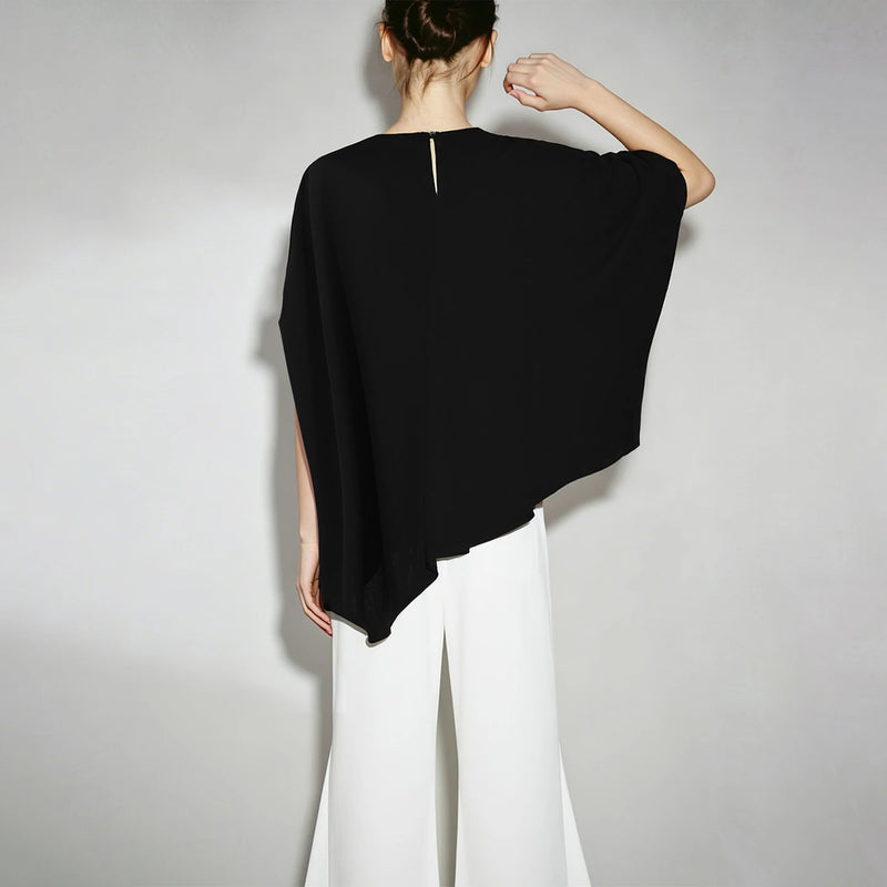 Amii Chiffon Blouse 2026 Summer New Asymmetric Dolman Sleeve Top Women Loose Elegant Cowl Neck Casual Women's Blouse 12642216